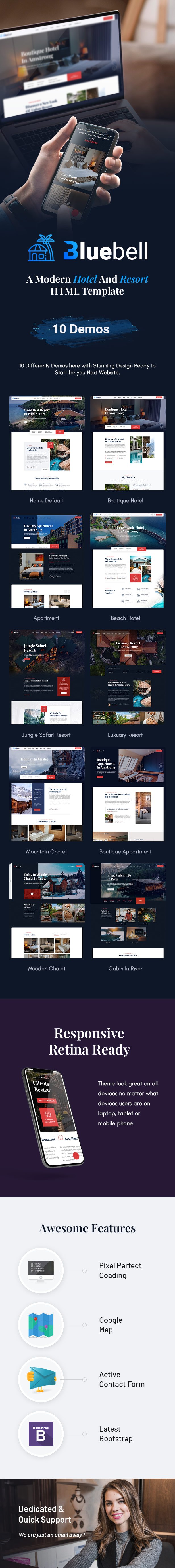 Bluebell - Hotel & Resort HTML Template - 1