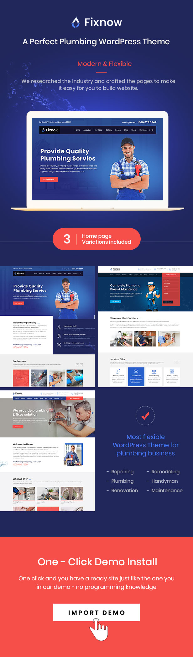 Fixnow - A Perfect Plumbing WordPress Theme - 1