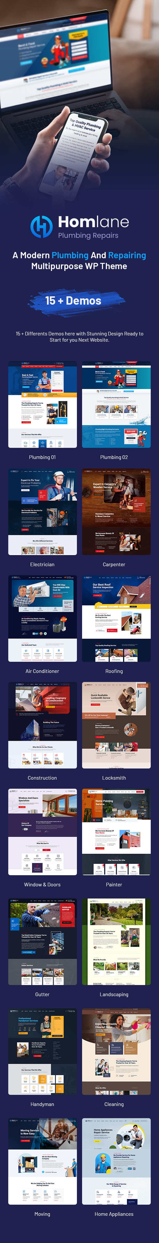 Homlane - Multipurpose Servicing And Repairing WordPress Theme - 1